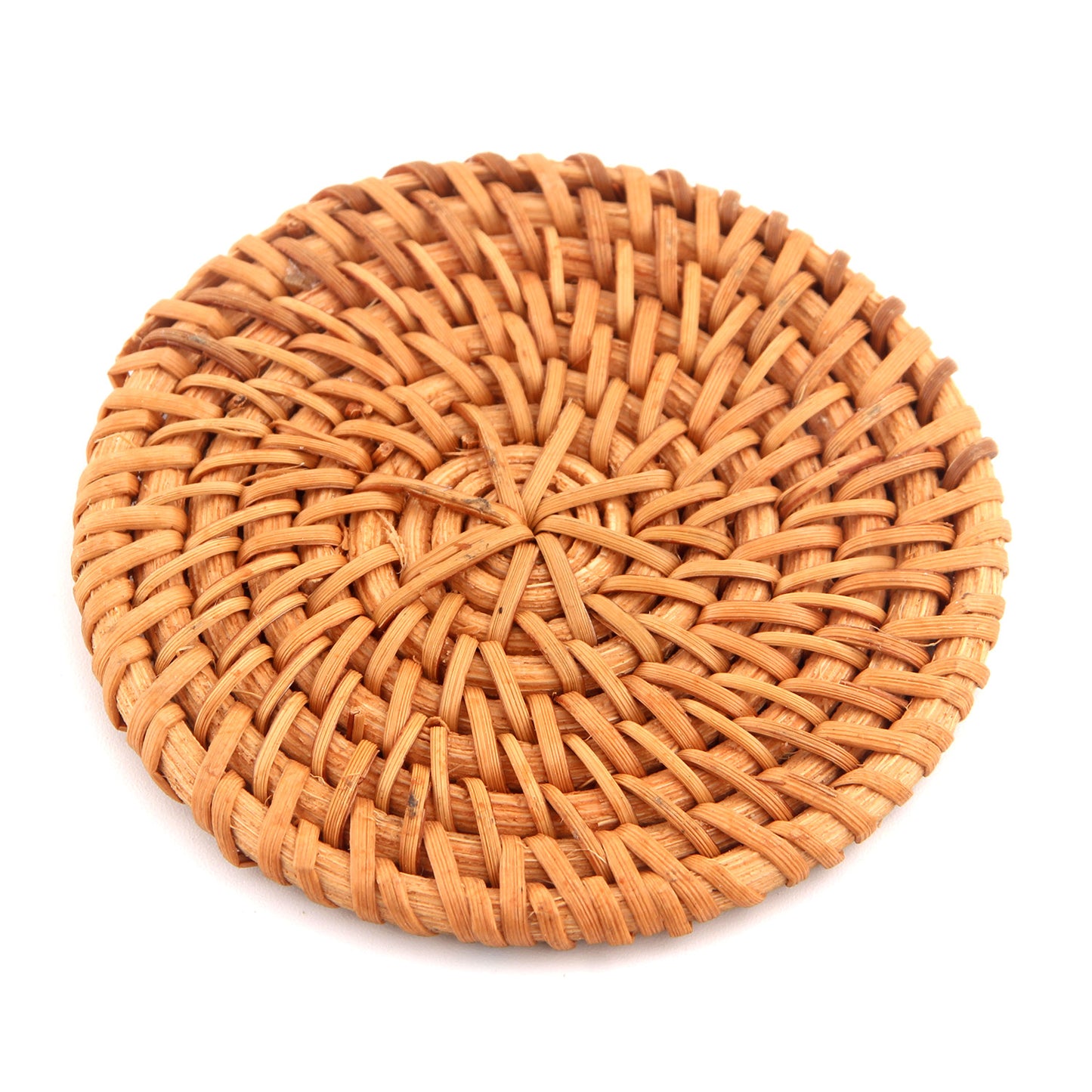 Handwoven Natural Rattan Coaster - 8cm Diameter, 0.5cm Thick | Eco-Friendly Table Protection with Artisan Texture