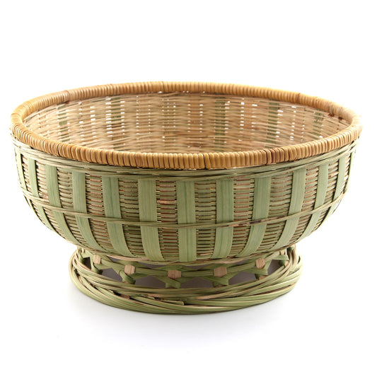 Handwoven Natural Bamboo Storage Basket - Round Bowl Design with Reinforced Edges