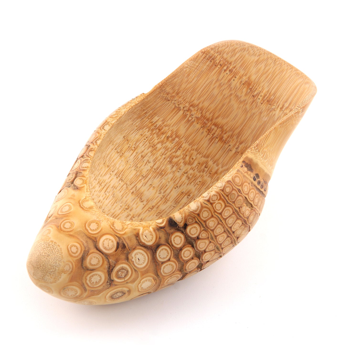 Aged Bamboo Root Tea Scoops – Hand-Carved by Artisans – Natural Grain Patterns Unique in Each Piece