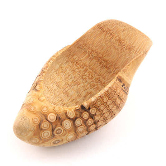 Aged Bamboo Root Tea Scoops – Hand-Carved by Artisans – Natural Grain Patterns Unique in Each Piece