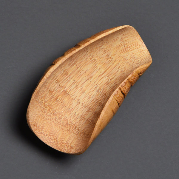 Aged Bamboo Root Tea Scoops – Hand-Carved – Natural Grain Patterns Unique in Each Piece