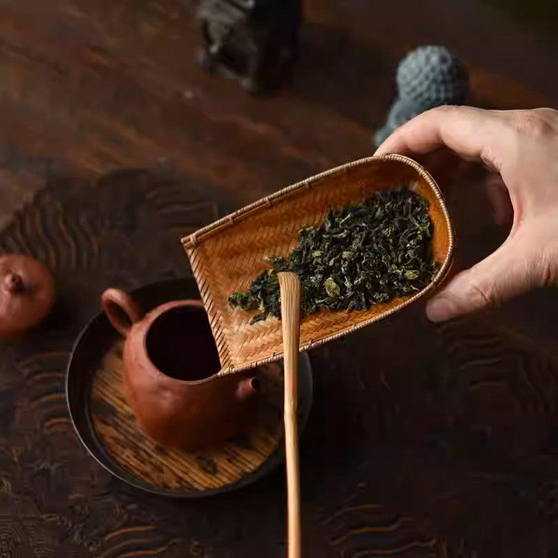 Bamboo Dustpan - Handwoven Bamboo Tea Scoop - Crafted by Skilled Artisans - Vintage Tea Leaf Spoon - Tea Ceremony Accessory
