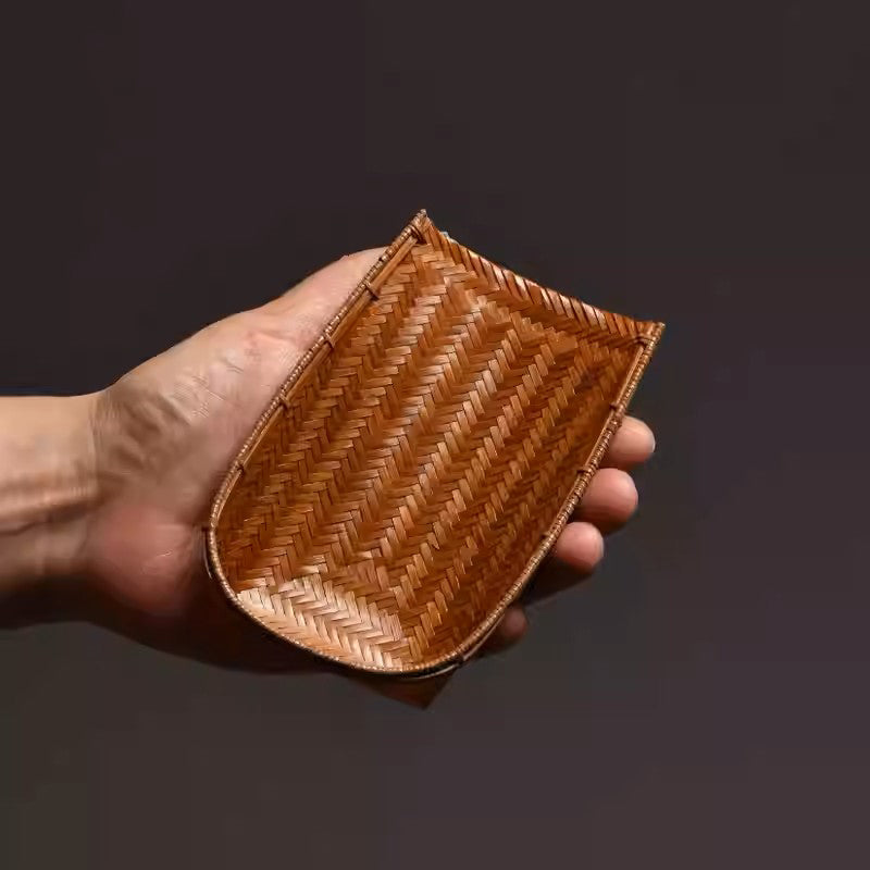 Bamboo Dustpan - Handwoven Bamboo Tea Scoop - Crafted by Skilled Artisans - Vintage Tea Leaf Spoon - Tea Ceremony Accessory